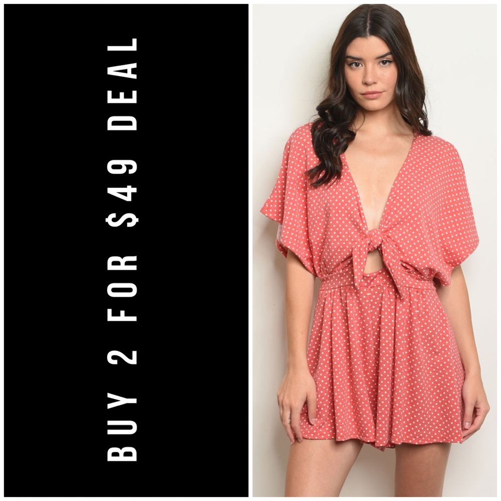 ☀️LAST2️⃣//RED WHITE POLKA DOT ROMPER